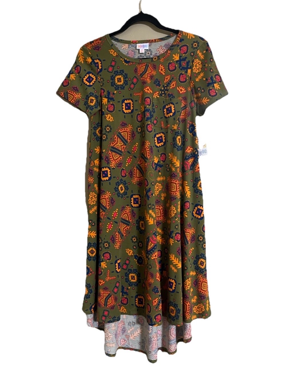 2/$30 LuLaRoe Midi Dress Sz XS CARLY Geometric Prt High/Low Hem A-Line/Fit&Flare